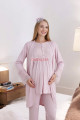 pudra renk dantel detaylı derin patlı, erdeniz 3427 kışlık sabahlıklı 3lü lohusa pijama takımı, 8509990002817, lohusa pijama takımları, Erdeniz