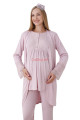 pudra renk dantel detaylı derin patlı, erdeniz 3427 kışlık sabahlıklı 3lü lohusa pijama takımı, 8509990002817, lohusa pijama takımları, Erdeniz
