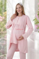 somon renk dantel detaylı derin patlı, erdeniz 3427 kışlık sabahlıklı 3lü lohusa pijama takımı, 8509990002978, lohusa pijama takımları, Erdeniz