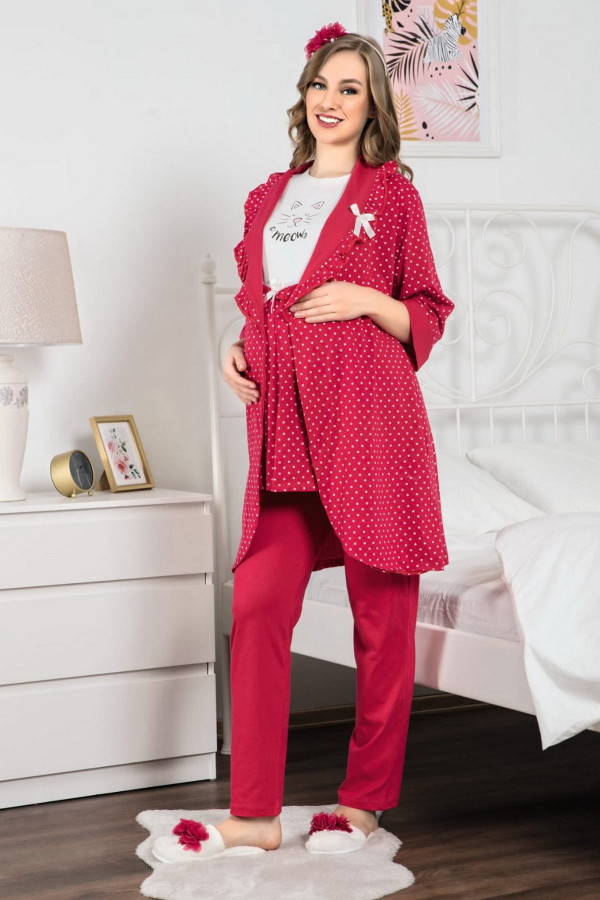 erdeniz 3317 lohusa pijama takımı - 3lü ve sabahlıklı hamile pijaması, erdeniz3317, lohusa pijama takımları, Erdeniz