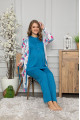 mavi renk kadın sabahlıklı lohusa pijama takımı tuba pelin 1451- 3 lü hamile pijama takımı, pelin1451, lohusa pijama takımları, Tuba