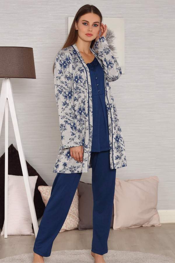 sabahlıklı lohusa pijama takımı tuba 553 3lü sabahlıklı hamile pijaması, tuba 553, lohusa pijama takımları, Tuba