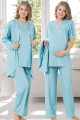 yeşil renk, kısa kol, dantel detaylı, sabahlıklı lohusa hamile pijama takımı jenika 23229, jenika-23229, lohusa pijama takımları