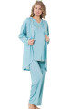 yeşil renk, kısa kol, dantel detaylı, sabahlıklı lohusa hamile pijama takımı jenika 23229, jenika-23229, lohusa pijama takımları, Jenika
