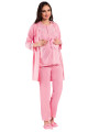 pembe renk kısa kol dantel detaylı sabahlıklı lohusa hamile pijama takımı jenika 27804, jenika-27804, lohusa pijama takımları, Jenika