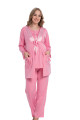 pembe renk, kısa kol, dantel detaylı, sabahlıklı lohusa hamile pijama takımı jenika 35726, jenika-35726, lohusa pijama takımları, Jenika