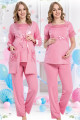 pembe renk, kısa kol, dantel detaylı, sabahlıklı lohusa hamile pijama takımı jenika 35757, jenika-35757, lohusa pijama takımları, Jenika