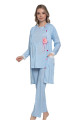 bebe mavisi renk kısa kol dantel detaylı sabahlıklı lohusa hamile pijama takımı jenika 51359, jenika-51359, lohusa pijama takımları