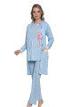 bebe mavisi renk kısa kol dantel detaylı sabahlıklı lohusa hamile pijama takımı jenika 51359, jenika-51359, lohusa pijama takımları, Jenika