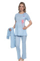 bebe mavisi renk kısa kol dantel detaylı sabahlıklı lohusa hamile pijama takımı jenika 51359, jenika-51359, lohusa pijama takımları, Jenika