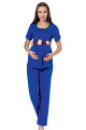 mavi renk, kısa kol, dantel detaylı, sabahlıklı lohusa hamile pijama takımı jenika 51700, jenika-51700, lohusa pijama takımları