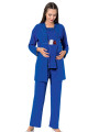 mavi renk, kısa kol, dantel detaylı, sabahlıklı lohusa hamile pijama takımı jenika 51700, jenika-51700, lohusa pijama takımları