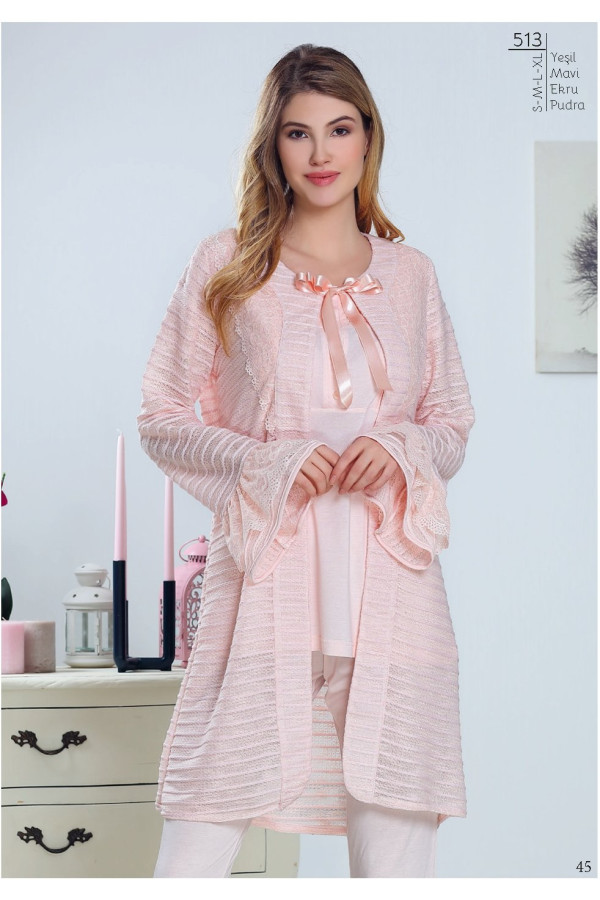 tuba 513 sabahlıklı 3lü lohusa hamile pijama takımı, tuba-513v, lohusa pijama takımları