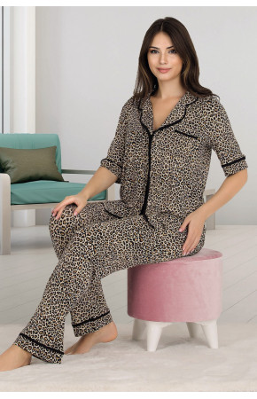 Lady 20002 Kadın 3 Parça ve Düğmeli Kısa Kol Pijama Takımı