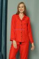 kırmızı renk önden düğmeli teknur 2492 dokuma kumaş  uzun kol kadın pijama takımı, teknur-2492, teknur pijama takımı