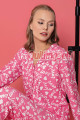 pembe renkli, love yazı desenli önden düğmeli teknur 69912 dokuma kumaş uzun kol gömlek yaka kadın pijama takımı, 8509990015527, teknur pijama takımı, Teknur