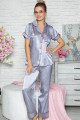 jenika 43449 gri kadın saten önden düğmeli pijama takımı, jenika43449, önden düğmeli pijama takımı, Jenika