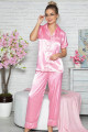 jenika 43452 pembe kadın saten önden düğmeli pijama takımı, jenika43452, önden düğmeli pijama takımı
