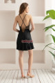 siyah renk dantel detaylı lady 15232 sabahlıklı saten gecelik takım, qs-lady-15232-s, lady pijama takımı, Lady