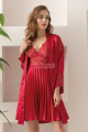 kırmızı renk dantel detaylı lady 15235 sabahlıklı saten gecelik takım, qs-lady-15235-s, lady pijama takımı, Lady