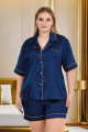 lacivert renk kaliteli, şık ve kısa kol, lady 16000 şortlu saten pijama takımı, lady-16000, lady pijama takımı, Lady