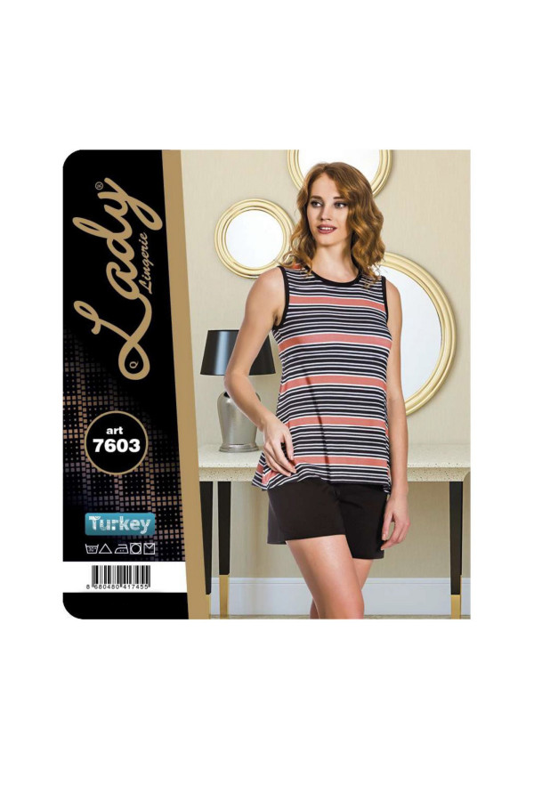 lady i̇ç giyim 7603 şortlu pijama takımı - art 7603, lady-7603, lady pijama takımı, Lady