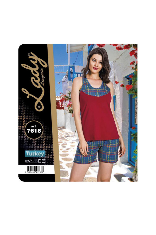 lady i̇ç giyim 7618 şortlu pijama takımı - art 7618, lady-7618, lady pijama takımı, Lady