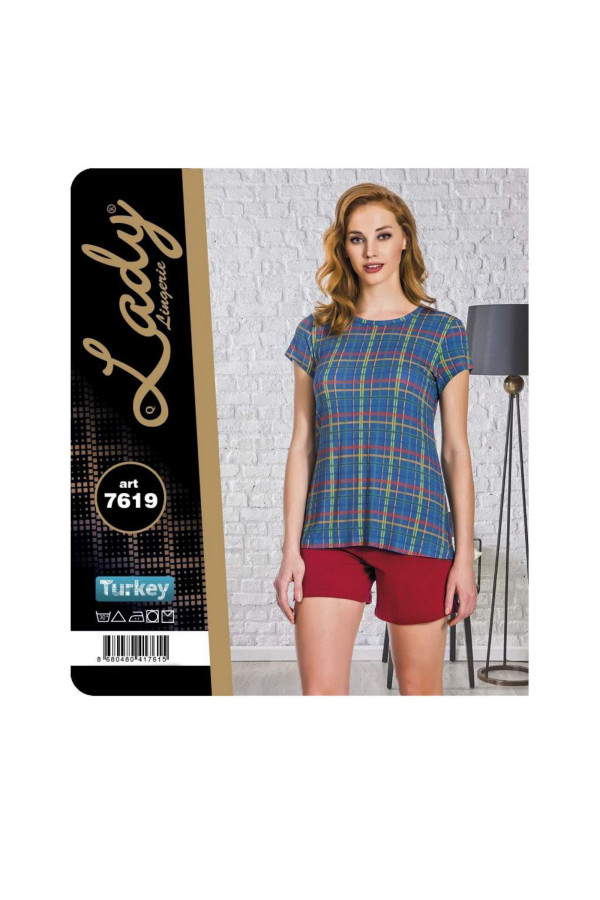 lady i̇ç giyim 7619 şortlu pijama takımı - art 7619, lady-7619, lady pijama takımı, Lady