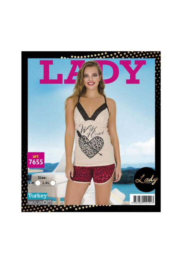 lady i̇ç giyim 7655 şortlu pijama takımı - art 7655, lady-7655, lady pijama takımı, Lady