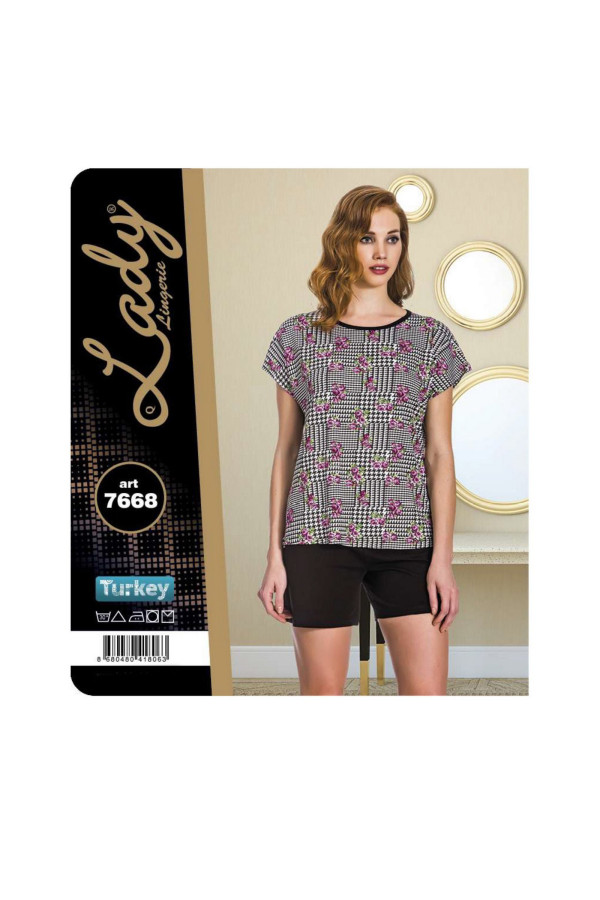 lady i̇ç giyim 7668 şortlu pijama takımı - art 7668, lady-7668, lady pijama takımı, Lady