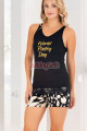 siyah - beyaz renk ve desenli lady 7727 kadın pamuk viskon likralı şortlu pijama takımı, 8509990029814, lady pijama takımı, Lady