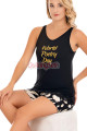 siyah - beyaz renk ve desenli lady 7727 kadın pamuk viskon likralı şortlu pijama takımı, 8509990029814, lady pijama takımı, Lady
