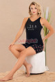 siyah renk ve çiçek desenli lady 7733 kadın pamuk viskon likralı şortlu pijama takımı, 8509990029432, lady pijama takımı, Lady