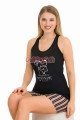 siyah renk ve çizgili lady 7711 kadın pamuk viskon likralı şortlu pijama takımı, 8509990024369, lady pijama takımı, Lady