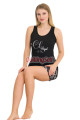siyah renk ve çiçekli lady 7712 kadın pamuk viskon likralı şortlu pijama takımı, 8509990024390, lady pijama takımı, Lady