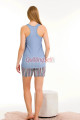 açık mavi renk ve çizgi desenli lady 7713 kadın pamuk viskon likralı şortlu pijama takımı, 8509990024536, lady pijama takımı, Lady