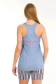 açık mavi renk ve çizgi desenli lady 7713 kadın pamuk viskon likralı şortlu pijama takımı, 8509990024536, lady pijama takımı, Lady