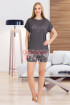 Füme Renk ve Şal Desenli Lady 7714 Kadın Pamuk Viskon Likralı Şortlu Pijama Takımı