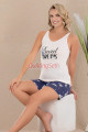 lacivert - beyaz renk ve desenli lady 7725 kadın pamuk viskon likralı şortlu pijama takımı, 8509990024338, lady pijama takımı, Lady