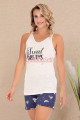 lacivert - beyaz renk ve desenli lady 7725 kadın pamuk viskon likralı şortlu pijama takımı, 8509990024338, lady pijama takımı, Lady