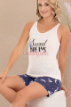 lacivert - beyaz renk ve desenli lady 7725 kadın pamuk viskon likralı şortlu pijama takımı, 8509990024338, lady pijama takımı, Lady