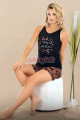siyah renk ve desenli lady 7734 pamuk viskon likralı askılı v yakalı şortlu pijama takımı, 8509990000233, şortlu takım pijamalar, Lady