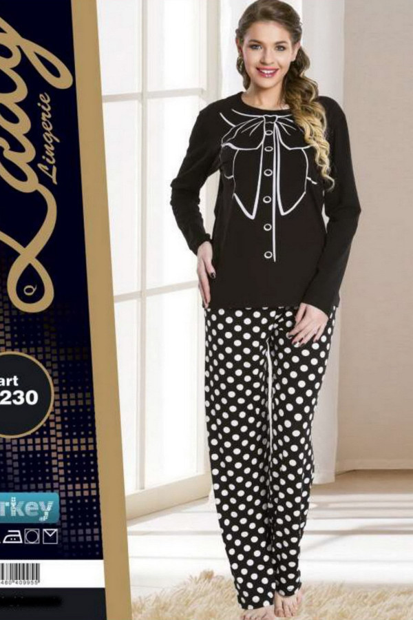 lady 9230 kadın uzun kollu penye pijama takımı, lady-9230, bayan pijama takımı