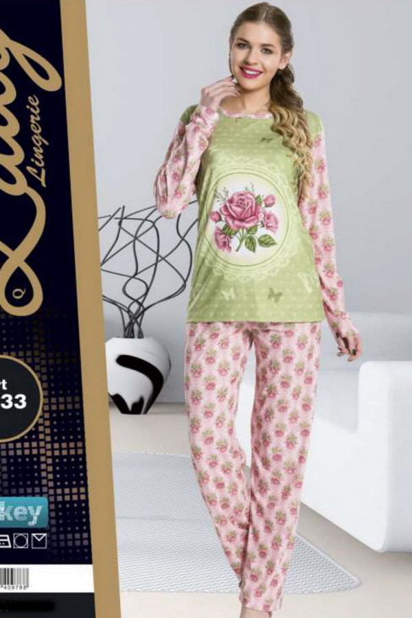 lady 9233 kadın uzun kollu penye pijama takımı, lady-9233, bayan pijama takımı, Lady