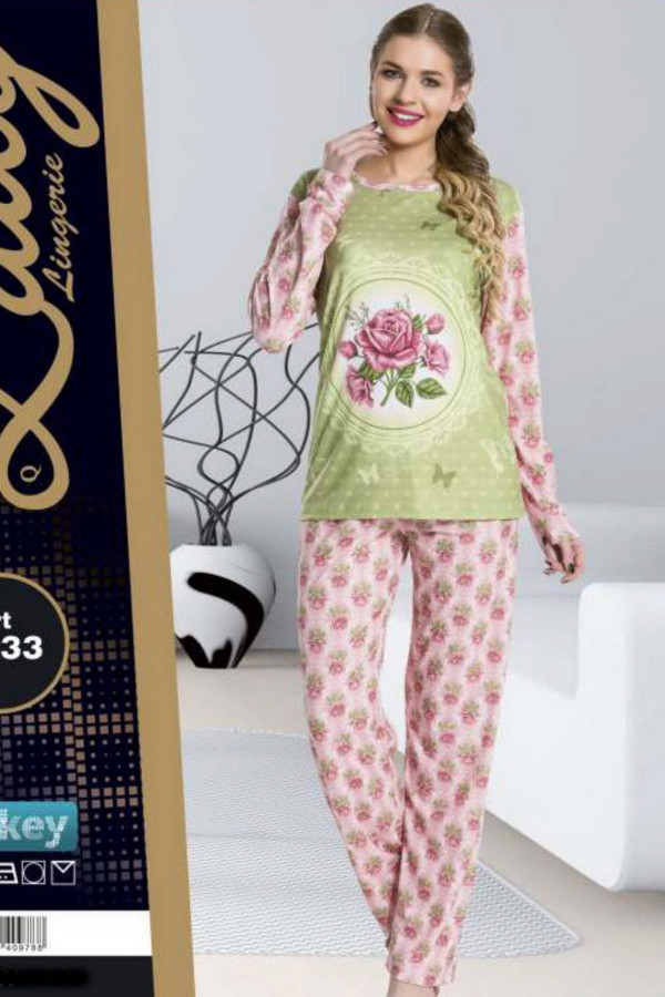 lady 9233 kadın uzun kollu penye pijama takımı, lady-9233, bayan pijama takımı