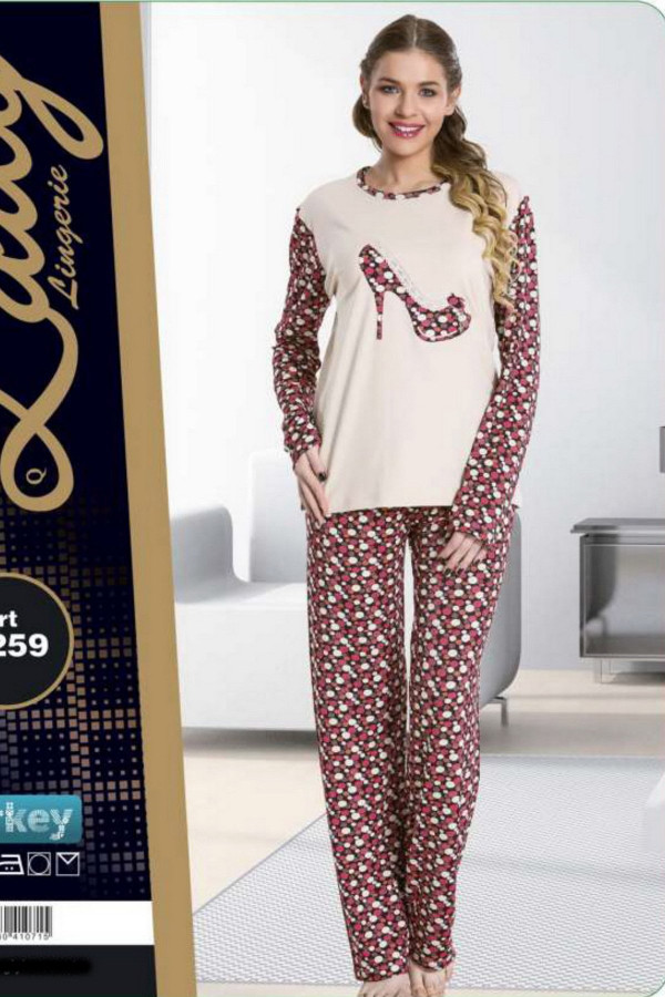 lady 9259 kadın uzun kollu penye pijama takımı, lady-9259, bayan pijama takımı