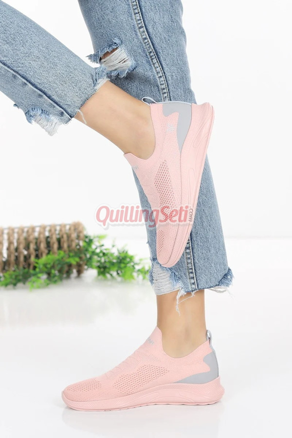 pembe renk günlük yüksek taban slip-on, hafif yürüyüş bağcıksız kadın spor ayakkabı, 7539246531519, spor ayakkabı, Ferrossa