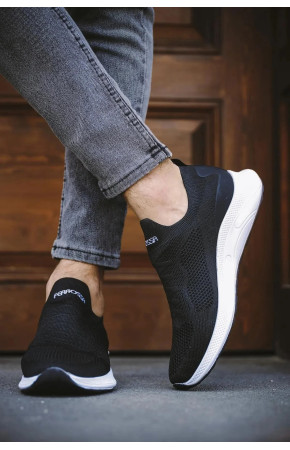 Siyah Renk Günlük Yüksek Taban Slip-On, Hafif Yürüyüş Bağcıksız Unisex Spor Ayakkabı