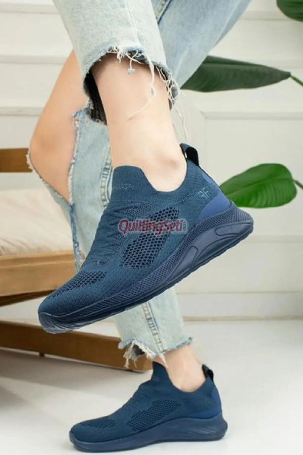 lacivert renk günlük yüksek taban slip-on, hafif yürüyüş bağcıksız kadın spor ayakkabı, 30510, spor ayakkabı, Ferrossa
