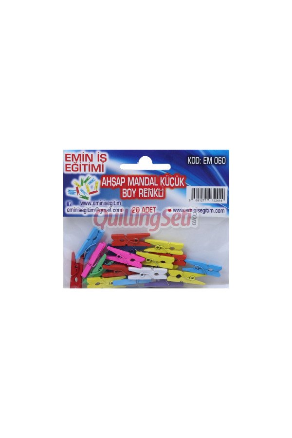 ahşap renkli mandal - küçük boy 20li paket, 8681277132414, hırdavat ürünleri, Emin İş